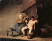 A Peasant Couple in an  interior